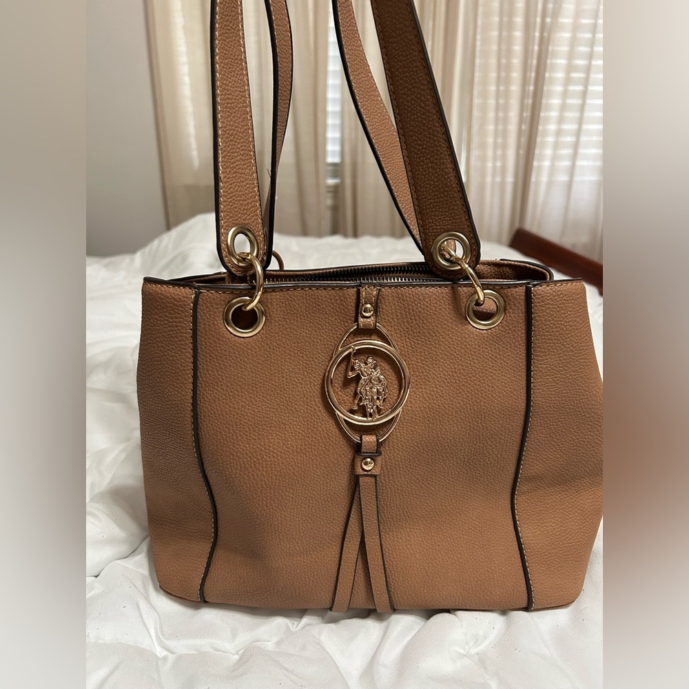 Polo by Ralph Lauren Tan Shoulder Bag with Gold Accents